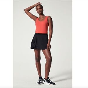 Spanx The Get Moving Pleated Skort, Booty Boost, Very Black, Size XL, 50+ UPF